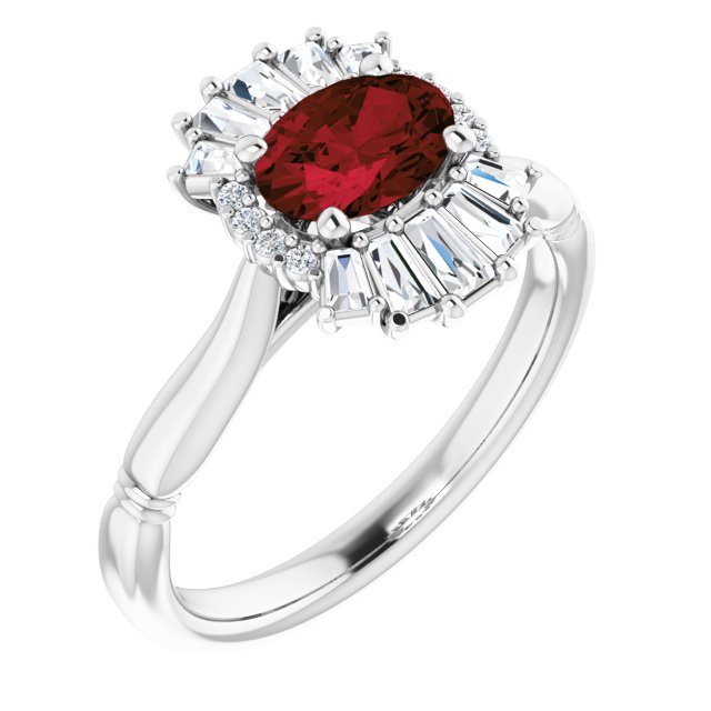 Sterling Silver Natural Mozambique Garnet & 1/4 CTW Natural Diamond Ring